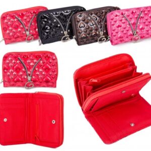 PU-30 RED PU PURSE W/ CONCERTINA ZIP