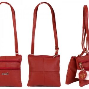 3766 DARK RED SMALL COW HIDE BAG WITH 4 ZIPS