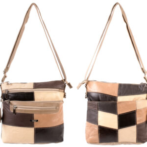 3833 TOP ZIP C.HIDE BAG, 3 FRONT ZIPS, BACK POCKET MULTI