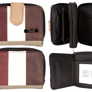 3842 RFID MULTI COW HIDE TWIN ZIP ROUND PURSE