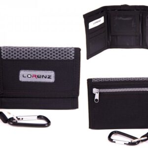 7999 BLACK SMALL TRIFOLD SPORTS WALLET WITH BELT HOOK