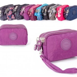 2506 PURPLE SMALL TRIPLE ZIP ROUND PURSE WITH DETACHABLE STRAP
