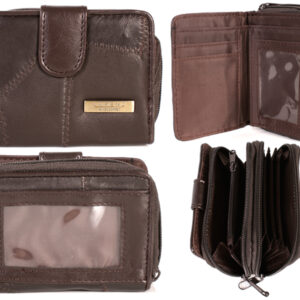 4612 DARK BROWN PATCHWORK LEATHER PURSE