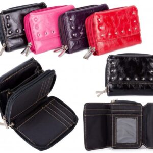 PU-51 BLACK PU PURSE W/ 2 ZIP & CREDIT CARD SLOTS