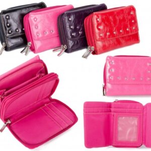 PU-51 PINK PU PURSE W/ 2 ZIP & CREDIT CARD SLOTS