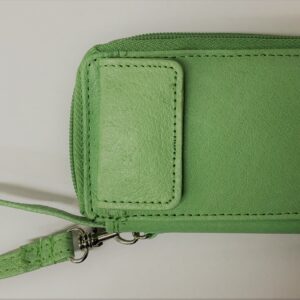 50767 Green Double Zip Purse with Poppered Front Pocket