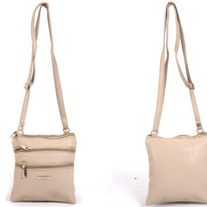 5860 taupe Small twin section PU Bag wth 4 Zips