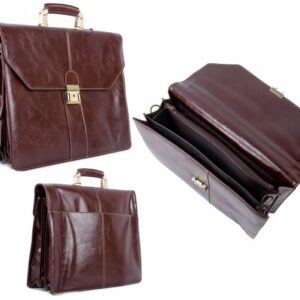 D0507 BROWN PU BRIEFCASE W/LOCK