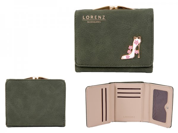 7143 DARK GREEN PU PURSE WITH SHOE EMBLEM