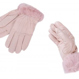 LG-001 LARGE PINK LEATHER GLOVES W/ FUR