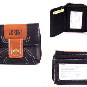 7500 BLACK/BROWN PU PURSE WITH POPPERED FRONT & REAR ZIPPED PKT