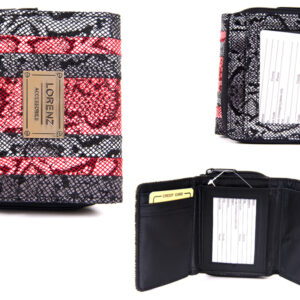 7609 black/pink Snake PU Zip Rnd Purse wth Flap & P.Pkt