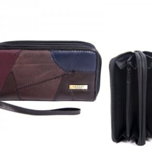 4618 TWIN ZIP ECONOMY PATCH PURSE WRIST STRAP MULTI