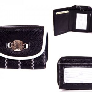 7564 BLACK/WHITE GRND PU ZIP RND PRSE WTH FLP. PPKT . PLAQ