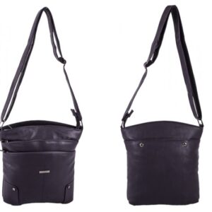 5876 LEATHER GRN PU TWIN TOP ZIP BAG, 4 ZIPPED POCKETS PURPLE