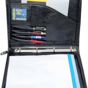 827 BLACK A4 CONFERENCE FOLDER ZIPPED BINDER 4 RING