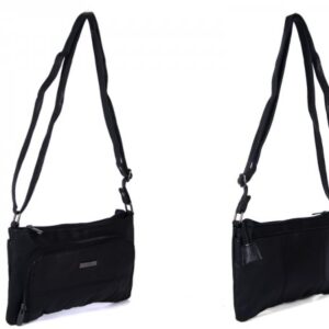1903 BLACK LEATHER BAG WITH 2 ZIPS POP REAR