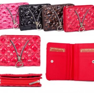 PU-28 RED PU PURSE W/ ZIP AND C.CARD HOLDERS