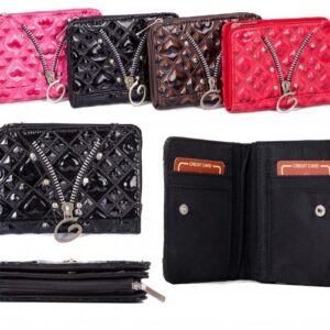 PU-28 BLACK PU PURSE W/ ZIP AND C.CARD HOLDERS