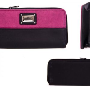 7584 BLACK PINK LNG CNTRST LTHR GRN PU ZIP RND PRSE, INNR ZP