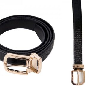 2714 BLACK 1” CROC GRAIN BELT WITH GLINT BCKL MED