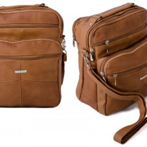 3726 LIGHT BROWN LARGE UNISEX/GENTS TRAVEL MULTI PKT BAG