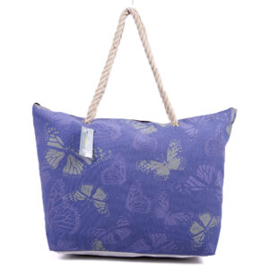 BB974 PURPLE SUM BAG WTH ROPE HANDLE WHITE BACK, BUT DETAIL