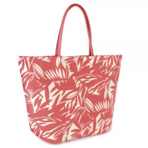 BB0987 LEAF PRINTED CANVAS BAG RED