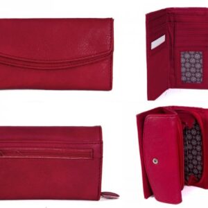 JBPS127 RED PURSE WITH 2 POP FRONT PKT AND 1 ZIP