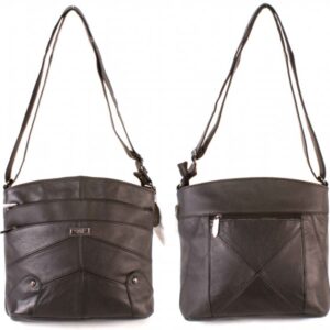 3741 COW HIDE TWIN TOP ZIP BAG WITH 4 ZIP PKT BLACK