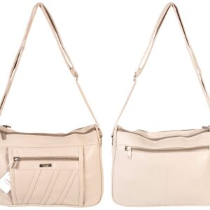 5862 PU TWIN TOP ZIP BAG WITH BK & FRONT ZIP TAUPE