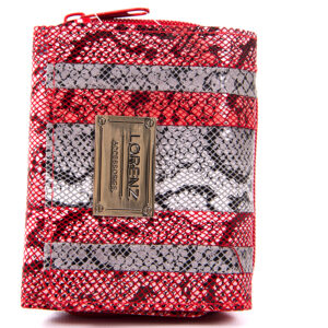 7609 Pink Snake PU Zip Rnd Purse wth Flap & P.Pk