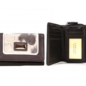 7620 BLACK DISTRESSED GRAIN PU ZIP ROUND PURSE