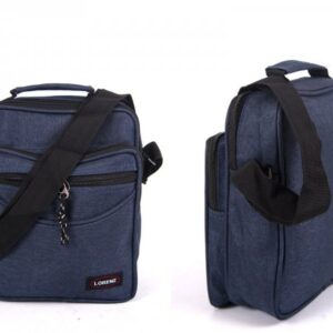 2514 NAVY SHOULDER BAG WITH 3 ZIPS ADJ STRAP