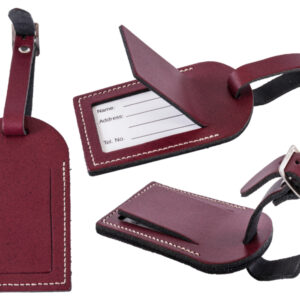 Leather Luggage Tag Burgundy