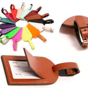 LEATHER LUGGAGE TAG BROWN