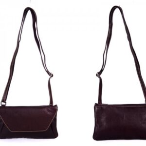 RL 666 BROWN LEATHER BAG WITH POPPER FLAP CLEARANCE