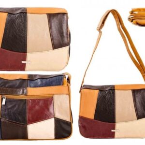 3838 LRG MULTI C.HIDE BAG WITH FRNT FLAP & MULTI ZIPS