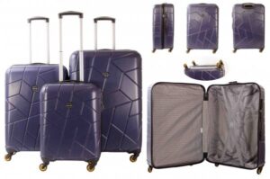5164 NAVY BLUE SET OF 3 TRAVEL TROLLEY LUGGAGE SUITCASE