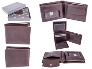 1011 BROWN - RFID CARD PROTECTION GENUINE 100% R LEATHER WALLET