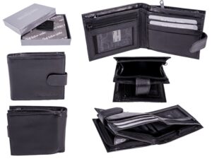 1180 BLACK - RFID CARD PROTECTION GENUINE 100% R LEATHER WALLET