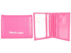 1500 HOT PINK GRAINED PU TRAVEL CARD HOLDER
