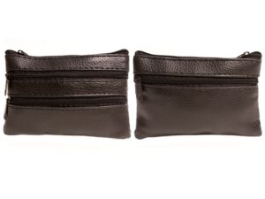 1506 BLACK GRAINED PU PURSE WITH 4 ZIPS & KEYRING