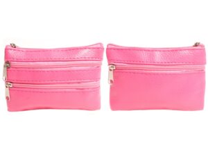 1506 PINK GRAINED PU PURSE WITH 4 ZIPS & KEYRING