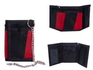 1894 RED LEATHER TRI FOLD WALLET WITH CHAIN