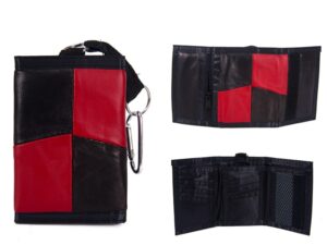 1895 RED LEATHER TRI FOLD WALLET WITH D RING CLASP