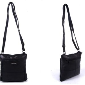 1902 BLACK X-BDY S.NAPPA BAG, TOP ZIP, FRNT ZIP RND P