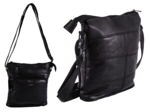 1905 BLACK S.NAPPA X-BDY TOP ZIP BAG WITH 2 FRONT