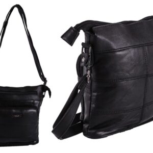 1905 BLACK S.NAPPA X-BDY TOP ZIP BAG WITH 2 FRONT