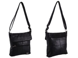 1906 BLACK S.NAPPA TOP ZIP BAG, WT 2 ZIPS & FRNT FLAP P